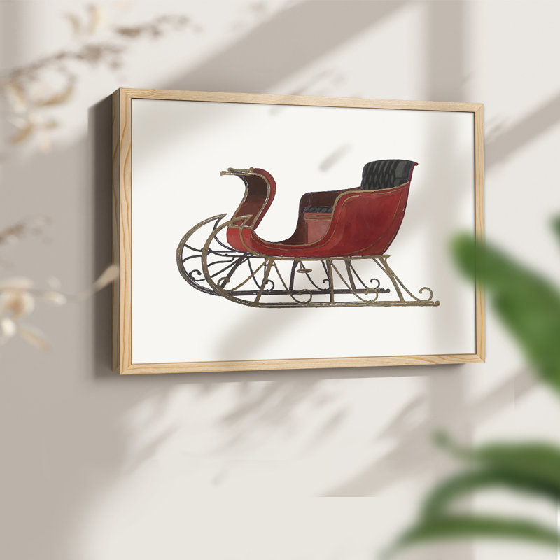 Vintage Sleigh II -Framed Print - Restickable, 22" H x 28" W, Natural