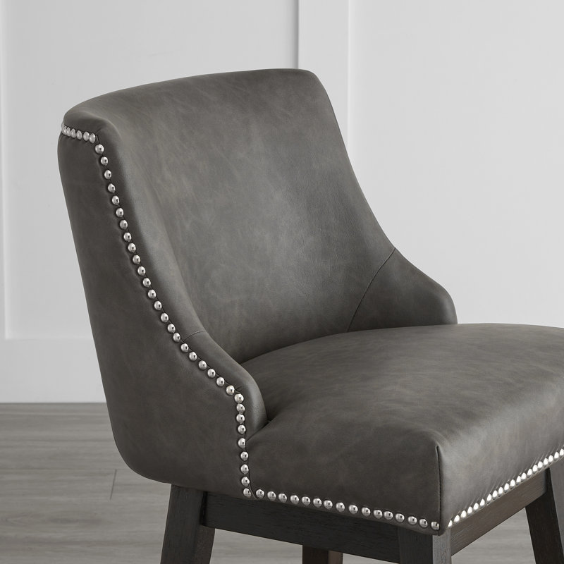 Arvelle Swivel Counter & Bar Stool, Counter Stool (26" Seat Height), Grey Pebbled Faux Leather