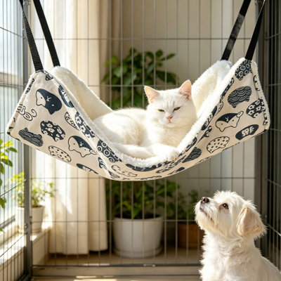 Lit réglable pour hamac pour chat suspendu, nid de panier de cage pour chat en peluche chaud double face, chaise longue détachable et lavable pour chats et petits chiens, plusieurs options de motifs