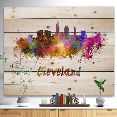 Cityscape Cleveland Skyline - impression d'art graphique