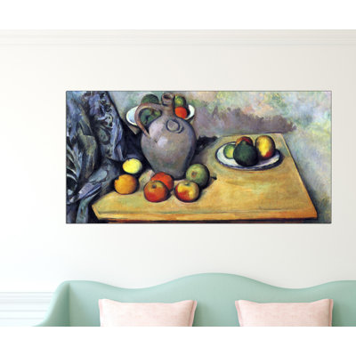 'Still Life, Pitcher and Fruit on a Table' by Paul Cezanne Painting Print