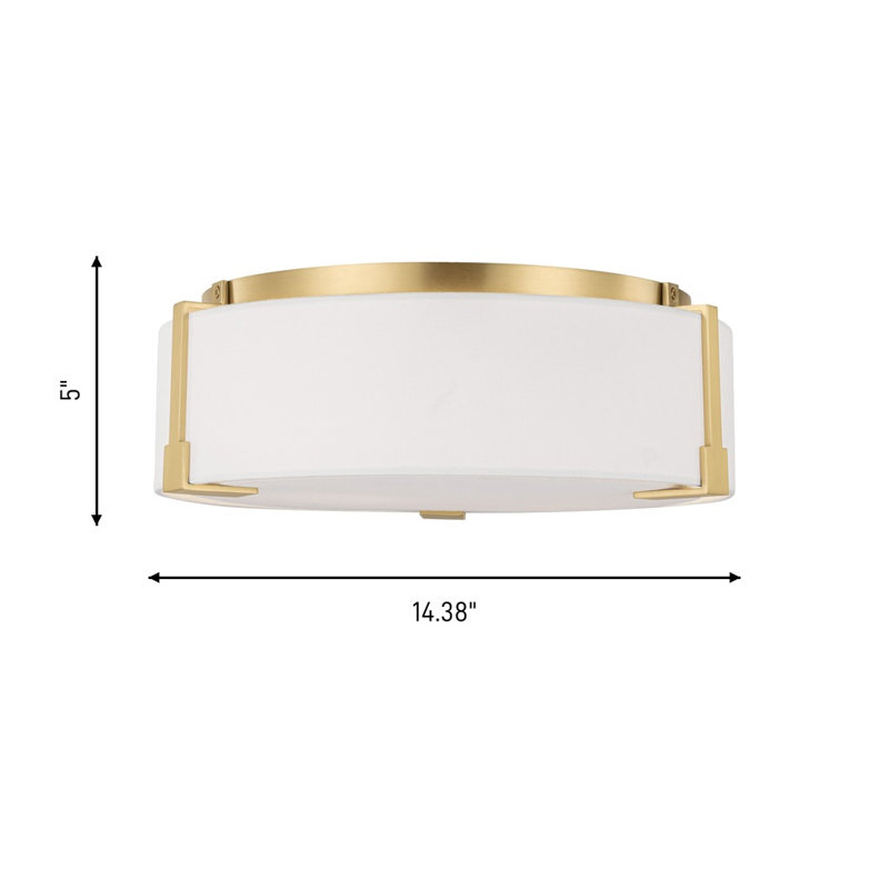 2 - Light Flush Mount, Burnished Brass