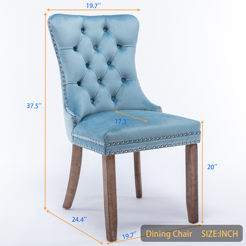 Collection Modern, High-end Tufted Solid Wood Contemporary Velvet Upholstered Dining Chair with Wood Legs Nailhead Trim 2-Pcs Set