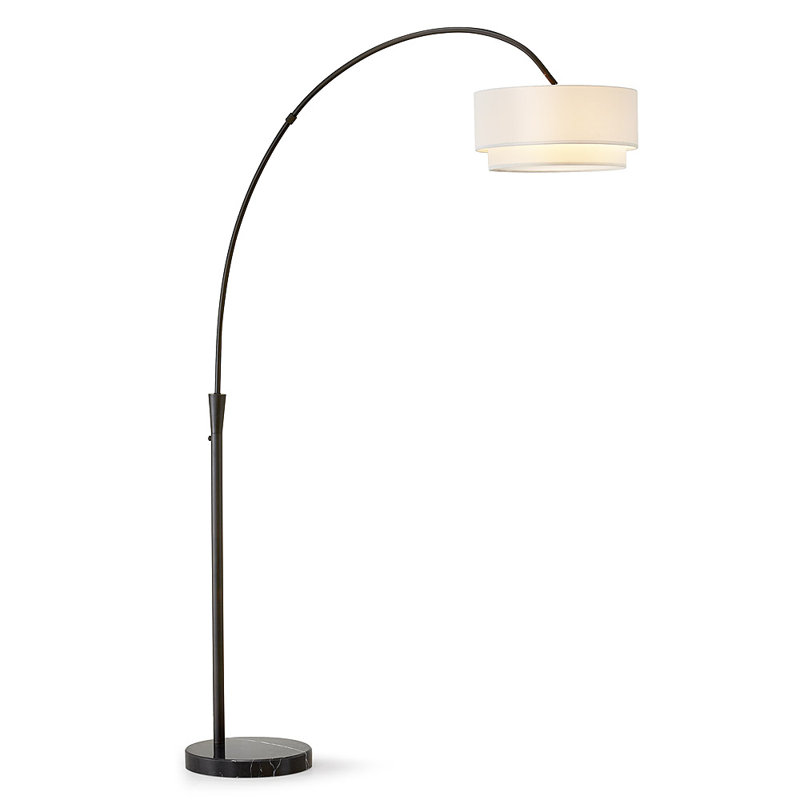 Dina 81'' Arched Floor Lamp, White, Dark Bronze