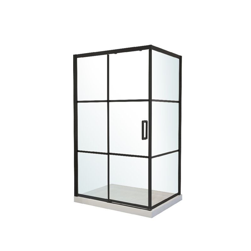 48'' Matte Black Framed Sliding Shower Enclosure with Clear Glass