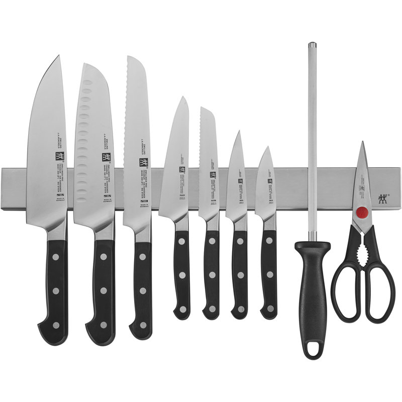 Zwilling Pro 10-piece Knife Set With 17.5-inch Stainless Magnetic Knife Bar