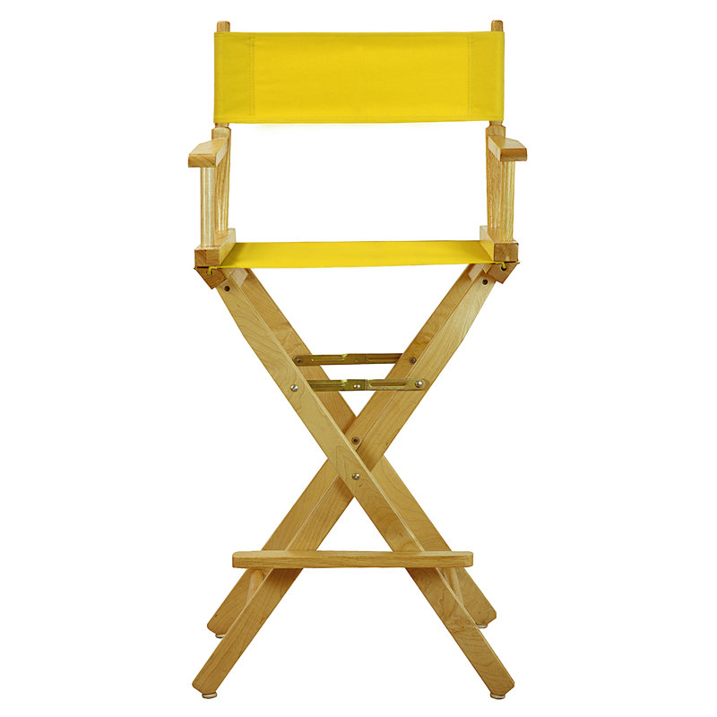 30" Folding Director Chair with Canvas, Natural, Gold