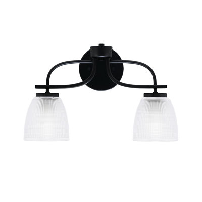 Bugiada Cavella 2 Light Bath Bar Shown In Matte Black Finish With 5" Clear Ribbed Glass