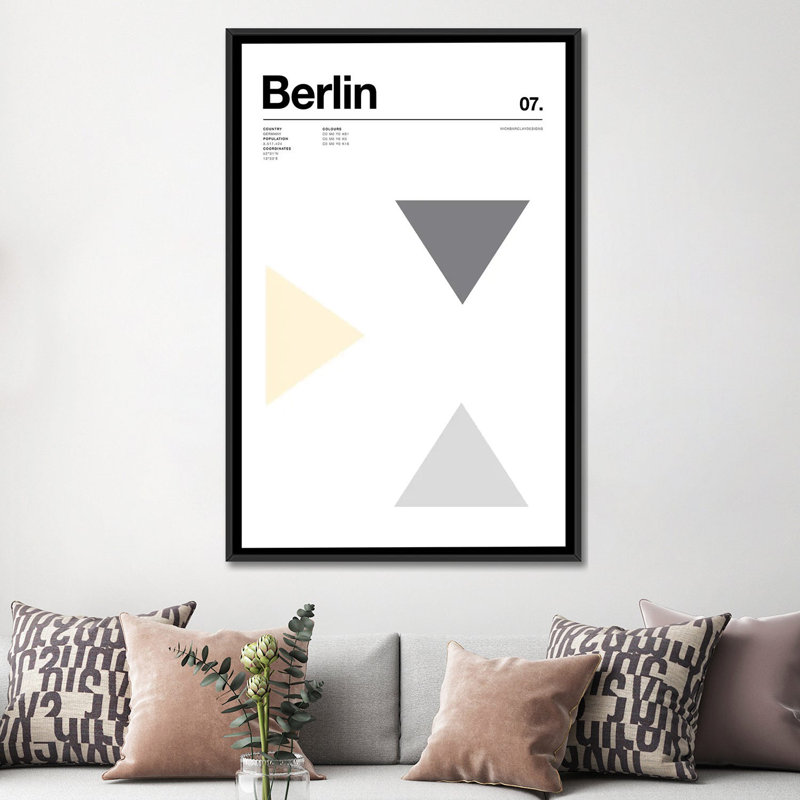 « berlin' », reproduction d’impression sur toile, H 60 po x l 40po x P 1,5 po, Toile avec cadre noir, Pas de tapis