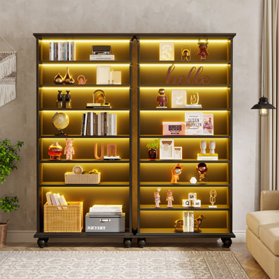 9-Tiers Tall Bookcase With LED Lighting