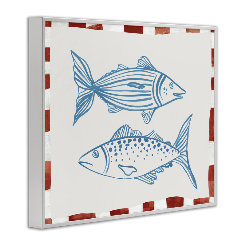 «Deux poissons de mer», estampe numérique de Hannah Dawson, H 11 po x l 14 po, Estampe numérique encadrée blanc bord de mer