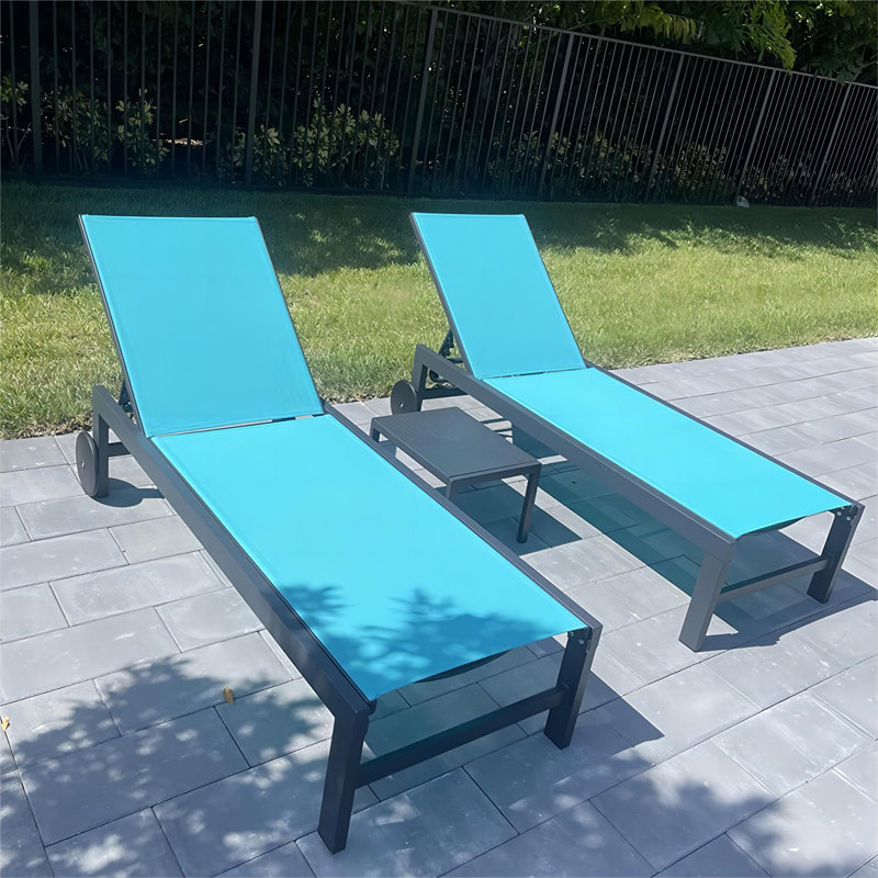 Chaise longue d'extérieur Shamecia, Bleu