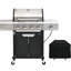 Barbecue au propane à 4 brûleurs avec couvercle latéral et en acier inoxydable, 51 000 Po Surface de cuisson pour camping barbecue, argent extérieur, camping,