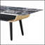 Table basse Landon de 47 pouces avec plateau en verre texturé en marbre noir et design en bois cintré pour des espaces de vie élégants-767005409