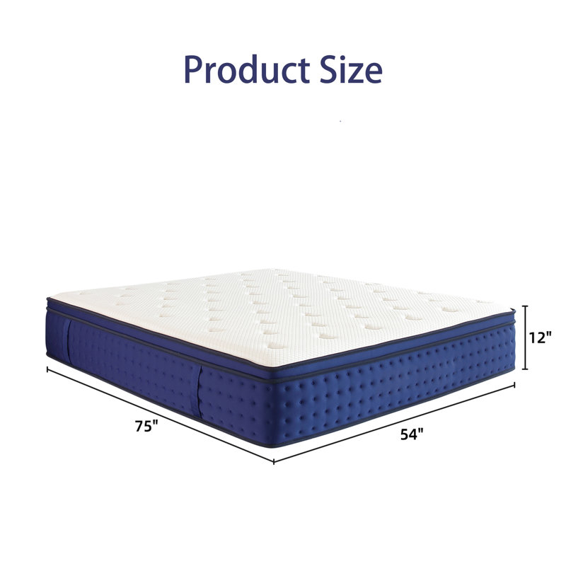 Modern Mattress With Gel Memory Foam Euro Top Cool Hybrid Individual Pocket Spring With Edge Support, Full / Double