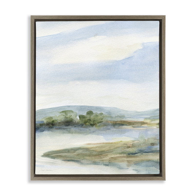 Impression de collines naturelles, H 21 po x l 17 po, Cadre flottant orme Montalcino