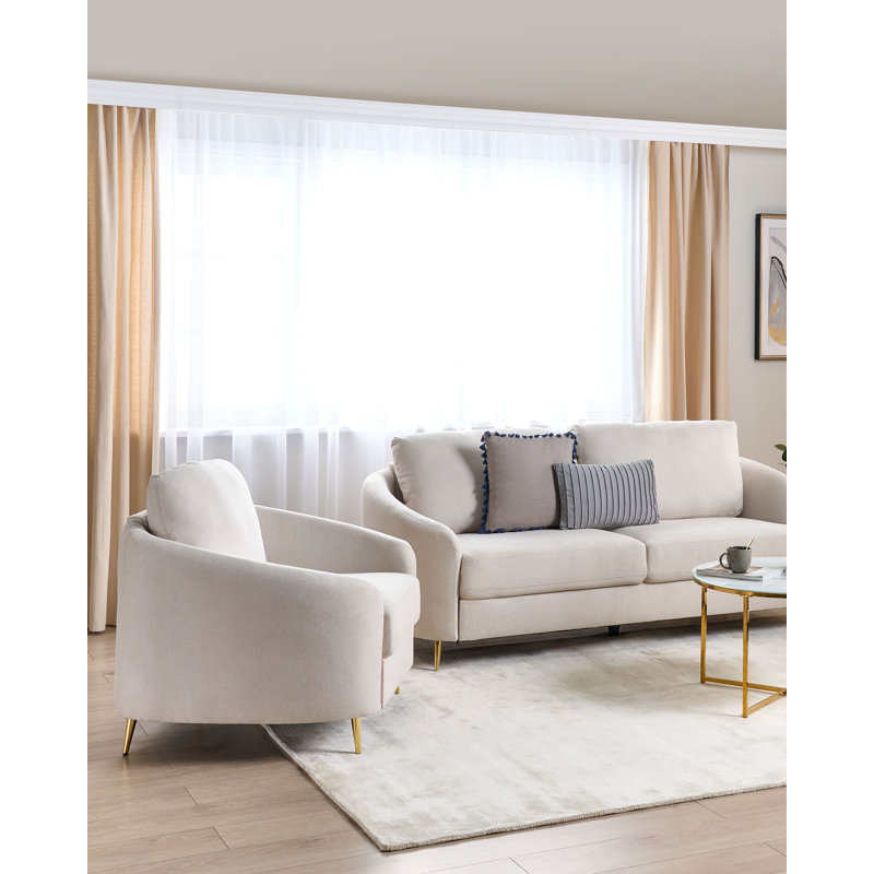 Aaronette Upholstered Armchair, Beige Polyester