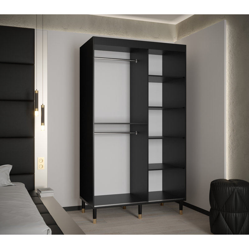 Acquanette 2 Door Manufactured Wood Wardrobe, Black, 208" H x 120" W x 62" D
