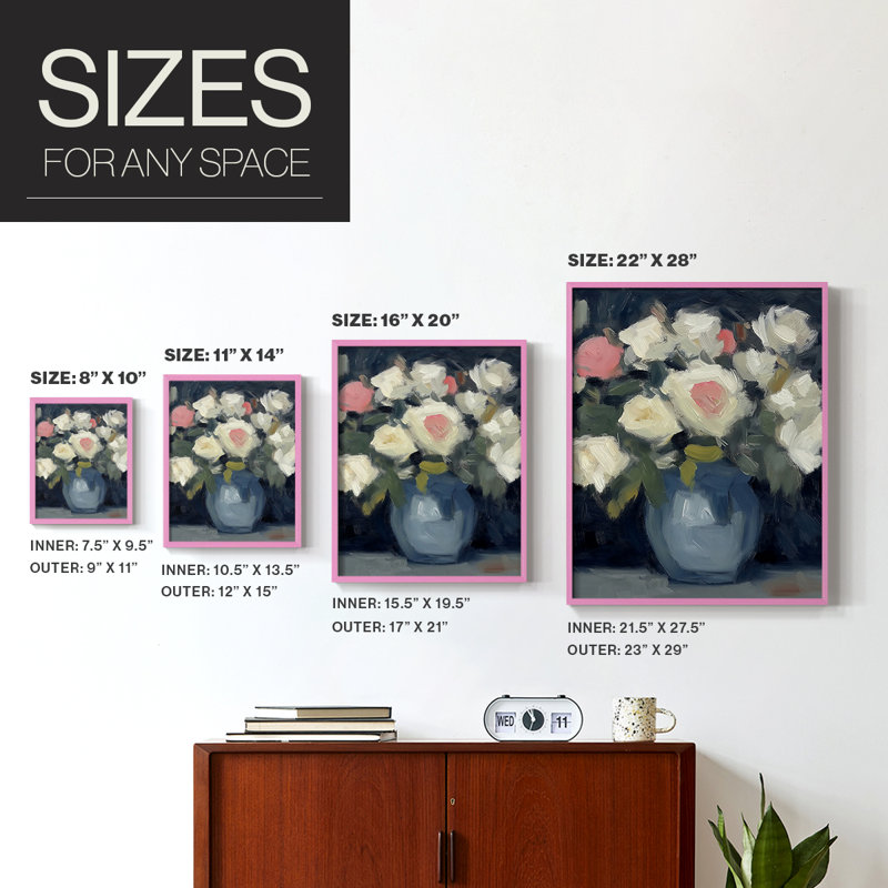 Série FLORAL DCxx - Impression encadrée de qualité supérieure - prête à être accrochée - aucun clou requis - aucun clou requis