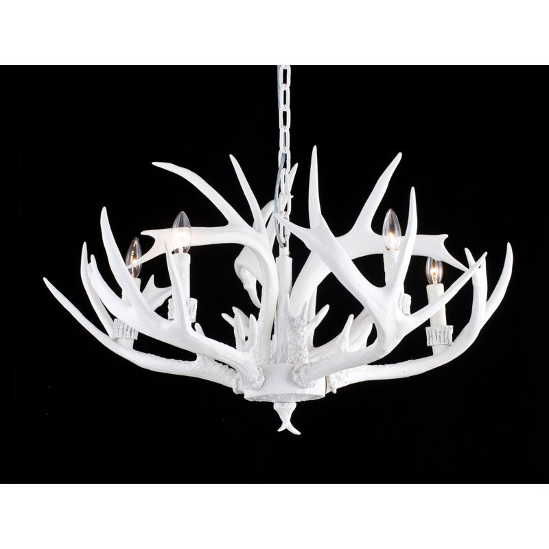 Polen Eclectic 5-Light Antler Chandelier, White