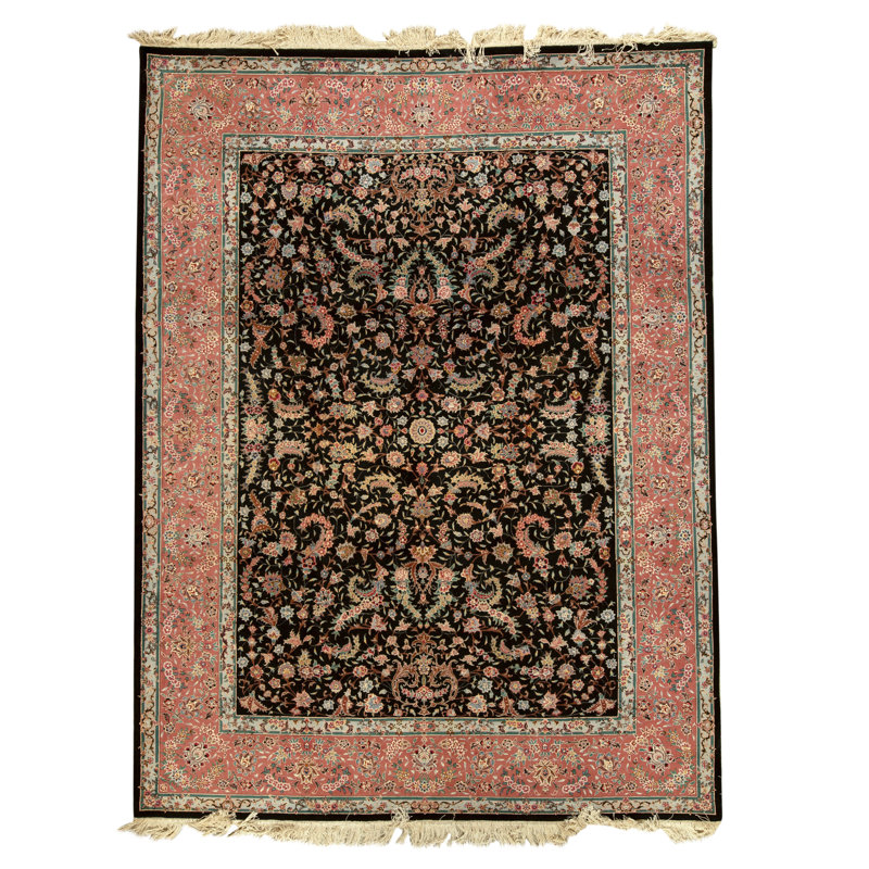 Tapis noir noué à la main de haute qualité