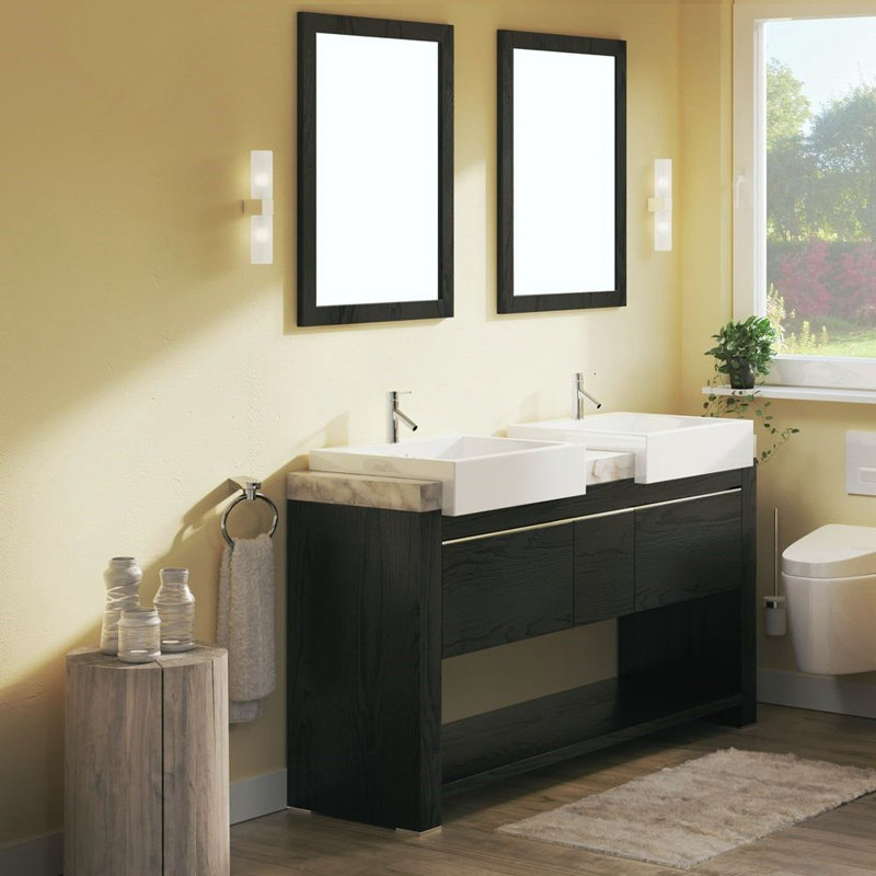 Rushmere 57.75'' Double Bathroom Vanity with Marble Top