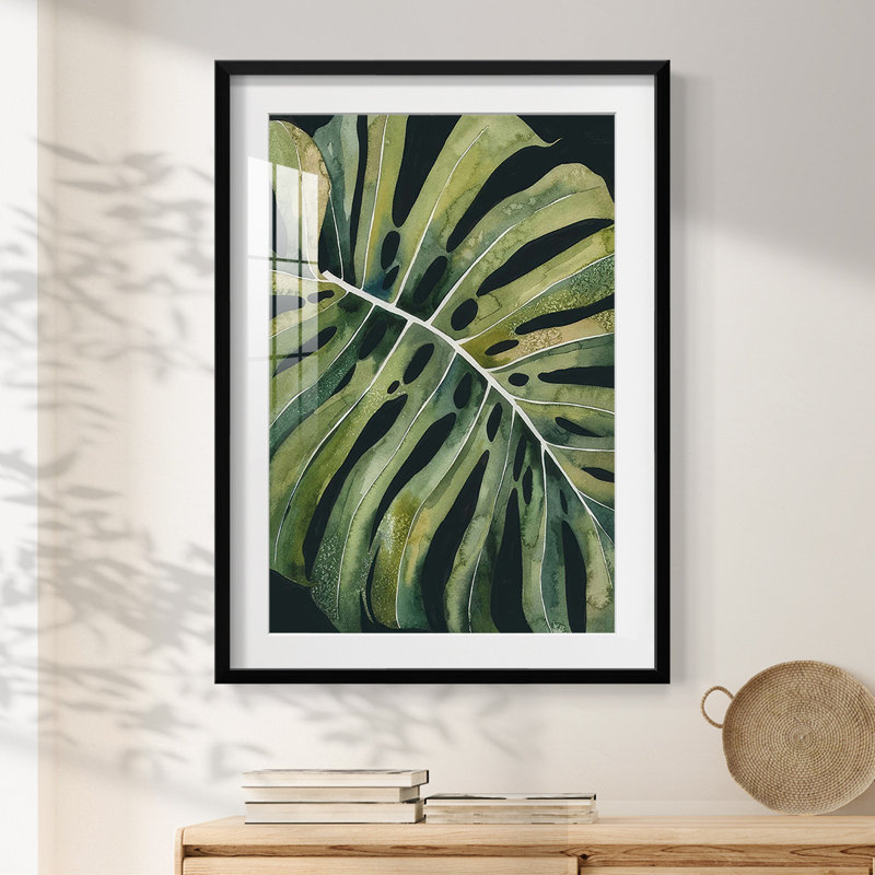 Nocturnal Monstera I - impression encadrée, H 28,5 po x l 20,5 po, Noir