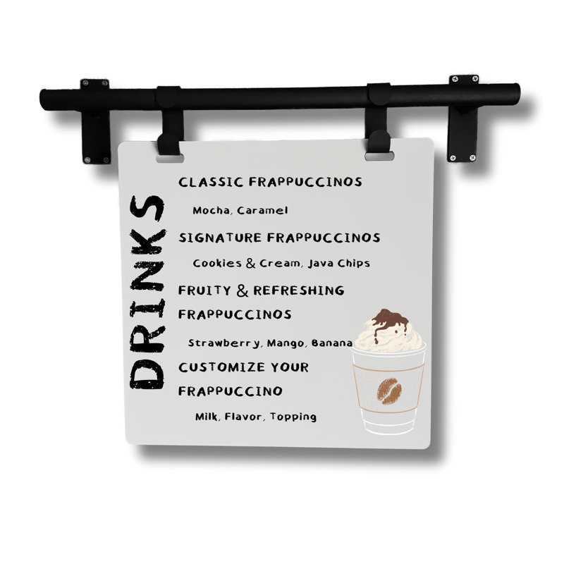 Wall Mounted Hanging Display Sign, Black/White