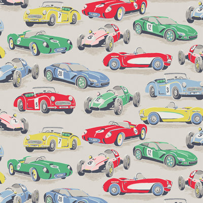Cath Kidston Vintage Cars Multicoloured Kids Wallpaper