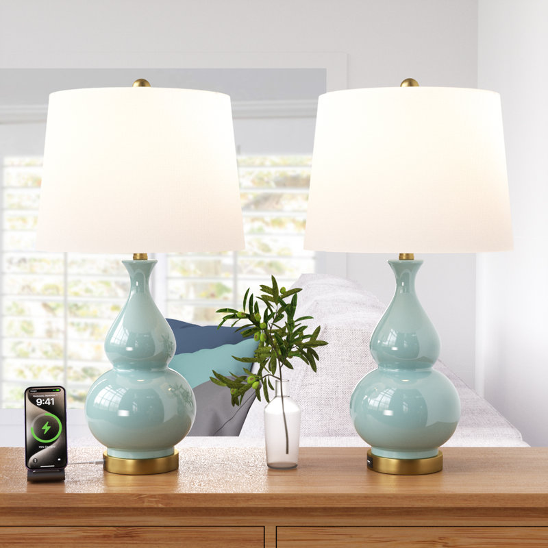 Conyers 26.5" Modern Ceramic Table Lamp with 3-Way Dimming and USB Port for Living Room and Bedroom