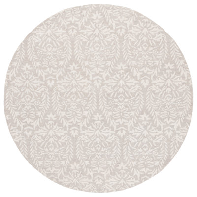 Raquele Floral Hand Tufted Wool Area Rug in Ivory/Grey