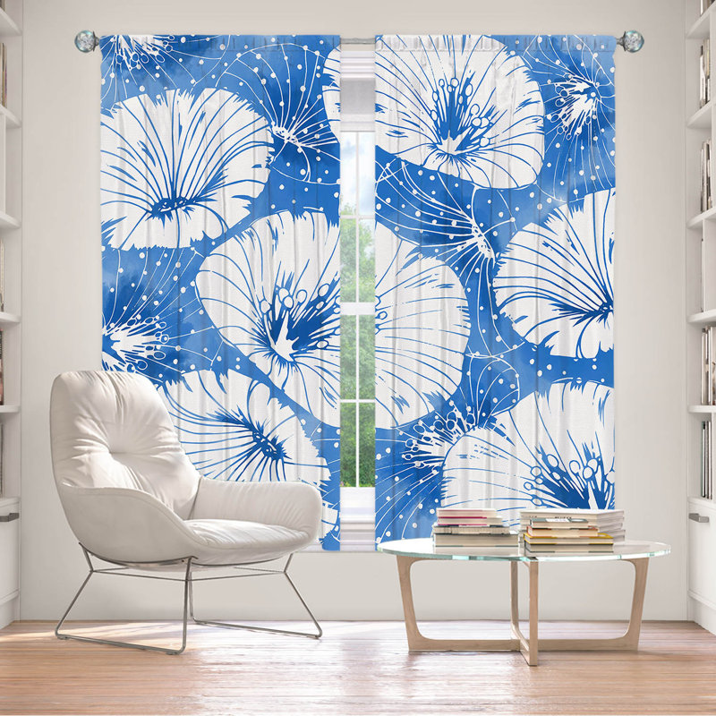Paire de rideaux obscurcissant en polyester Rogich, Blanc / bleu, L 40 po x L 82 po
