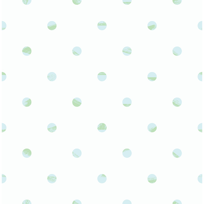 Rouleau de papier peint lisse Dots in Orbit L 33 pi x l 20,5 po, Bleu ciel / poire