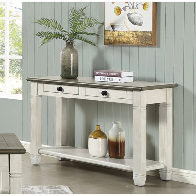 Table avec 2 tiroirs et tablette inférieure de style contemporain blanc antique brun rosé pour l'intérieur de la maison