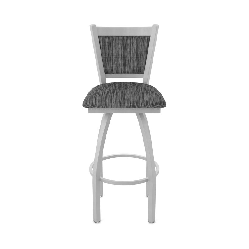 Tabouret pivotant Hadleigh, Tabouret de comptoir (siège d'une hauteur de 25 p, Nickel anodisé, Tissu - charbon graphique