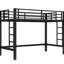 Lit mezzanine simple en métal noir avec échelle double, cadre et lit sécuritaire pour votre dortoir