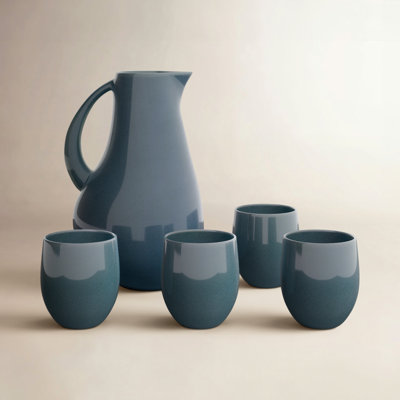 Borgen 5-Piece Stoneware Goblet and Pitcher Set