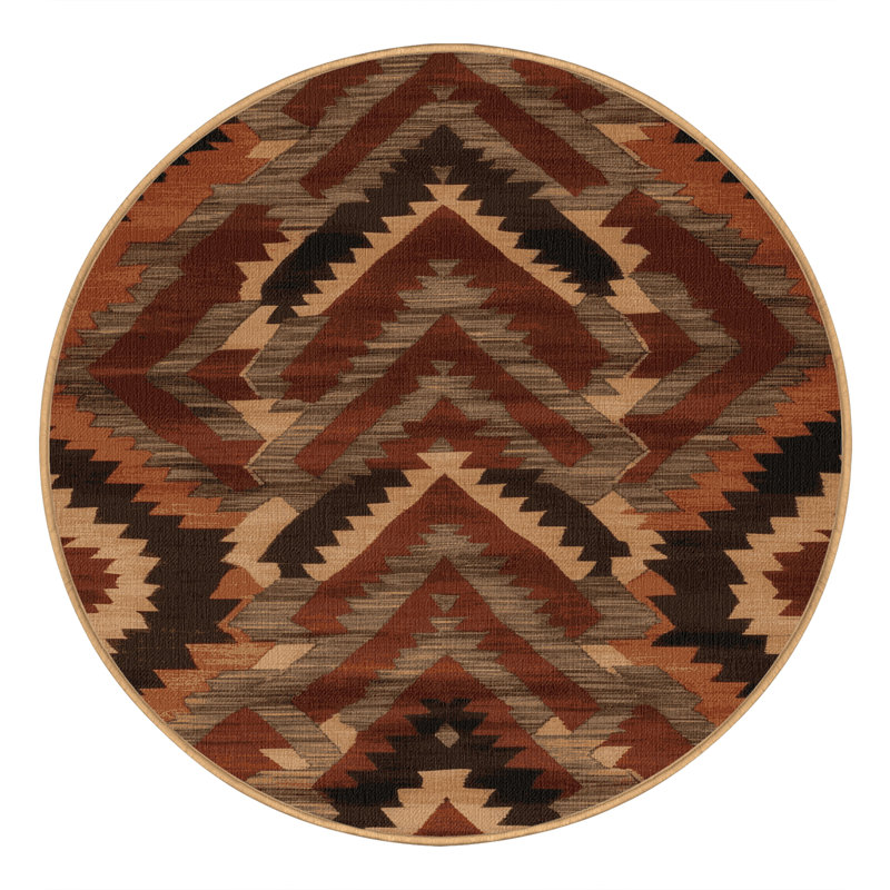 Tapis brun lavable à la machine, Rond 3 pi