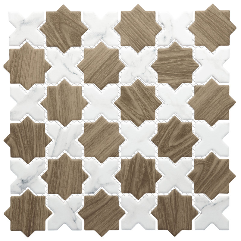 Llama 2" Star 11-7/8 in. x 11-7/8 in. Porcelain Mosaic Tile