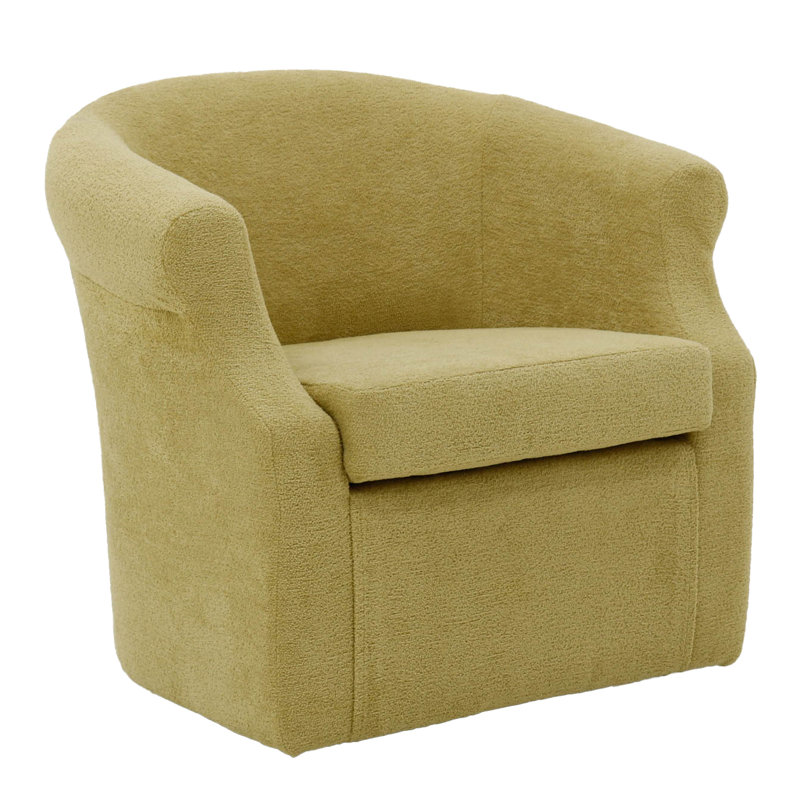 Fauteuil demi-tonneau pivotant l 3,5 po Buril, Yellow Polyester Blend
