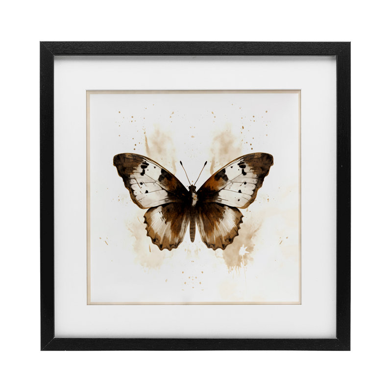 Reproduction sous verre brun délavé de papillon de nuit, conception par Creative Studio, H 13 po x l 13 po, Noir