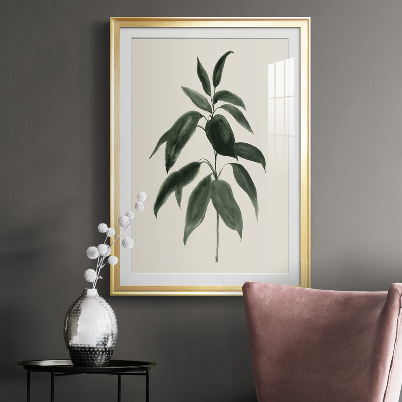 Soft Greenery II - reproduction de cadre photo, H 36,5 po x l 26,5 po x P 1 po, Or