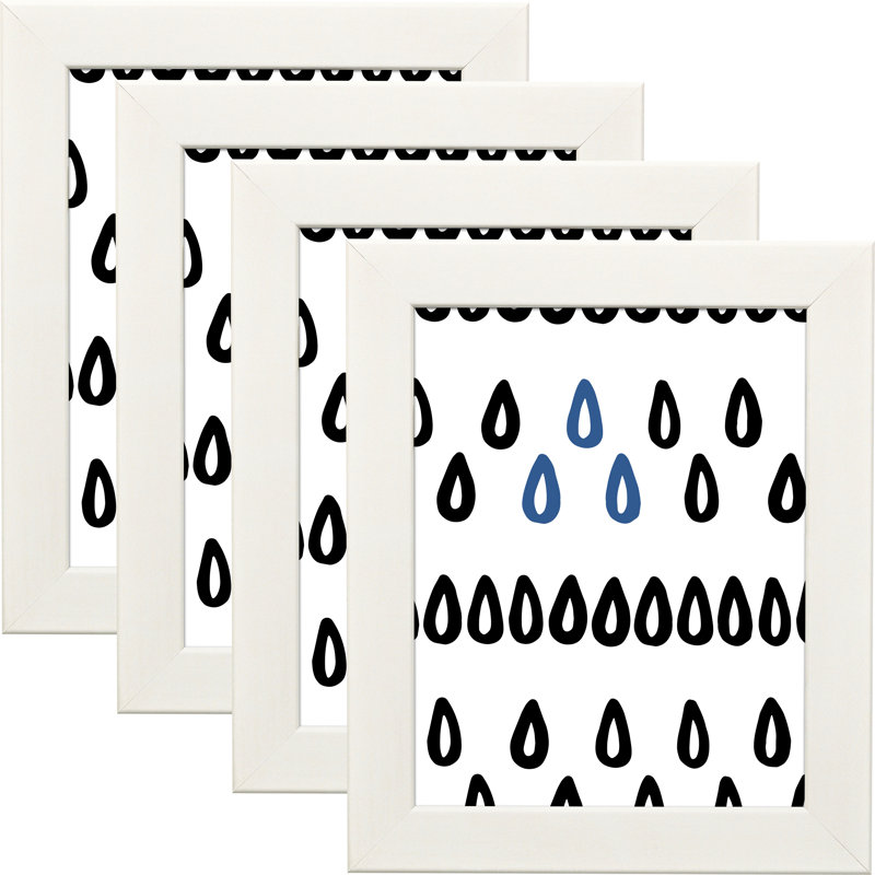 Ensemble de cadres muraux 4 pièces Fernald, Blanc cassé, 10 po x 12 po