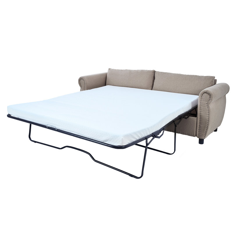 Canapé-lit rembourré avec grand matelas Nero 2-en-1, Beige Polyester