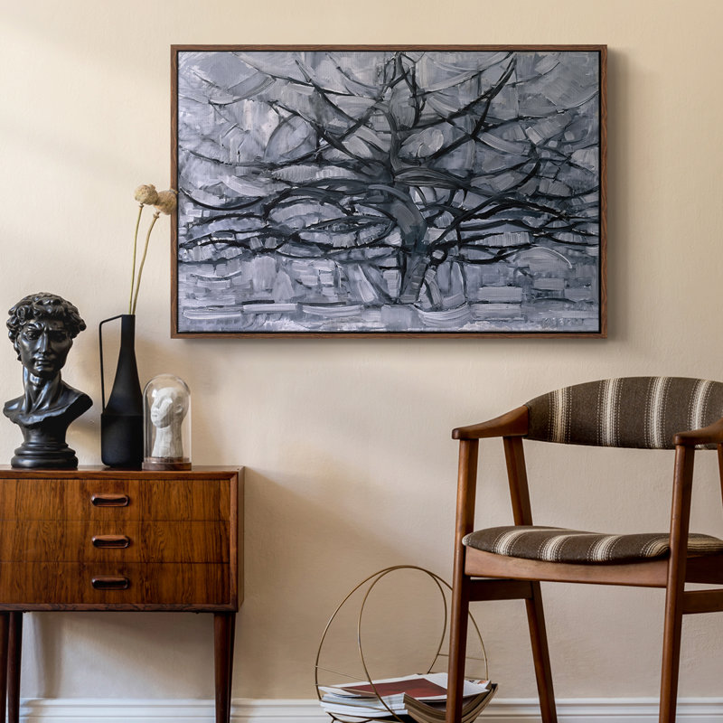 «The Grey Tree» par Piet Mondrian, toile tendue avec châssis, 24 po x 36 po, Noyer