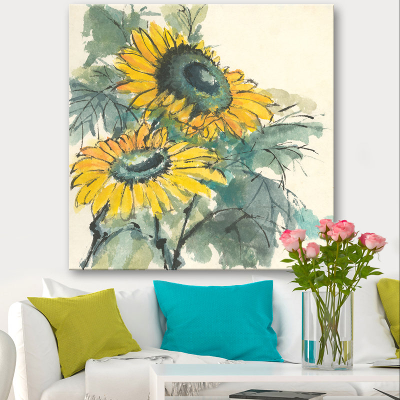 " Tradionnal Sunflower I " Painting Print, 16" H x 16" W x 1" D