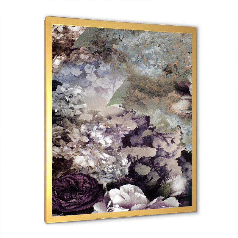 Tissu grung rose pâle en soie - reproduction sur toile, H 20 po x l 12 po, Encadrement doré