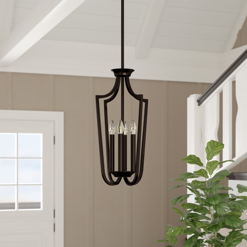Luminaire suspendu géométrique 4 lumières Alejandre, Bronze forêt