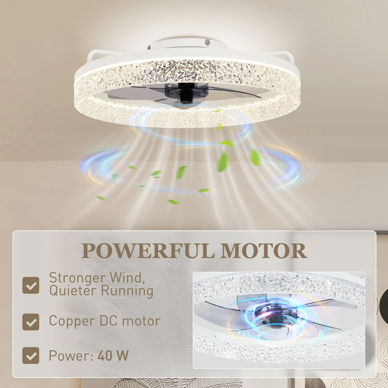 50cm Ceiling Fan with LED Lights, White