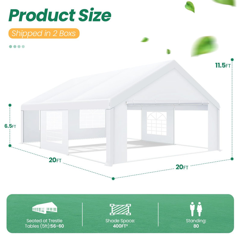  20'Wx20'D Outdoor canopies, Wedding Tent,Party Tent Heavy Duty,Large Canopy Tents for Parties